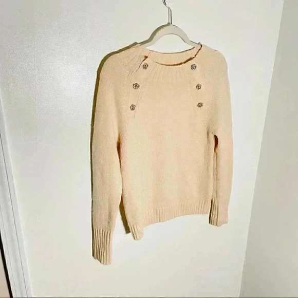 J. Crew Sweater with Floral Jeweled Buttons in Cream - Picture 5 of 7